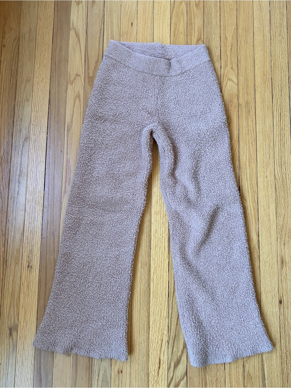 aerie Plush Wide-Leg Fleece Pants in Taupe Pink